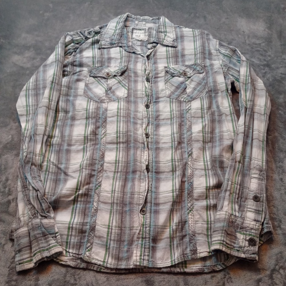 BKE Buckle Button Up Shirt Mens Medium‎ Plaid Western Athletic Fit Cotton